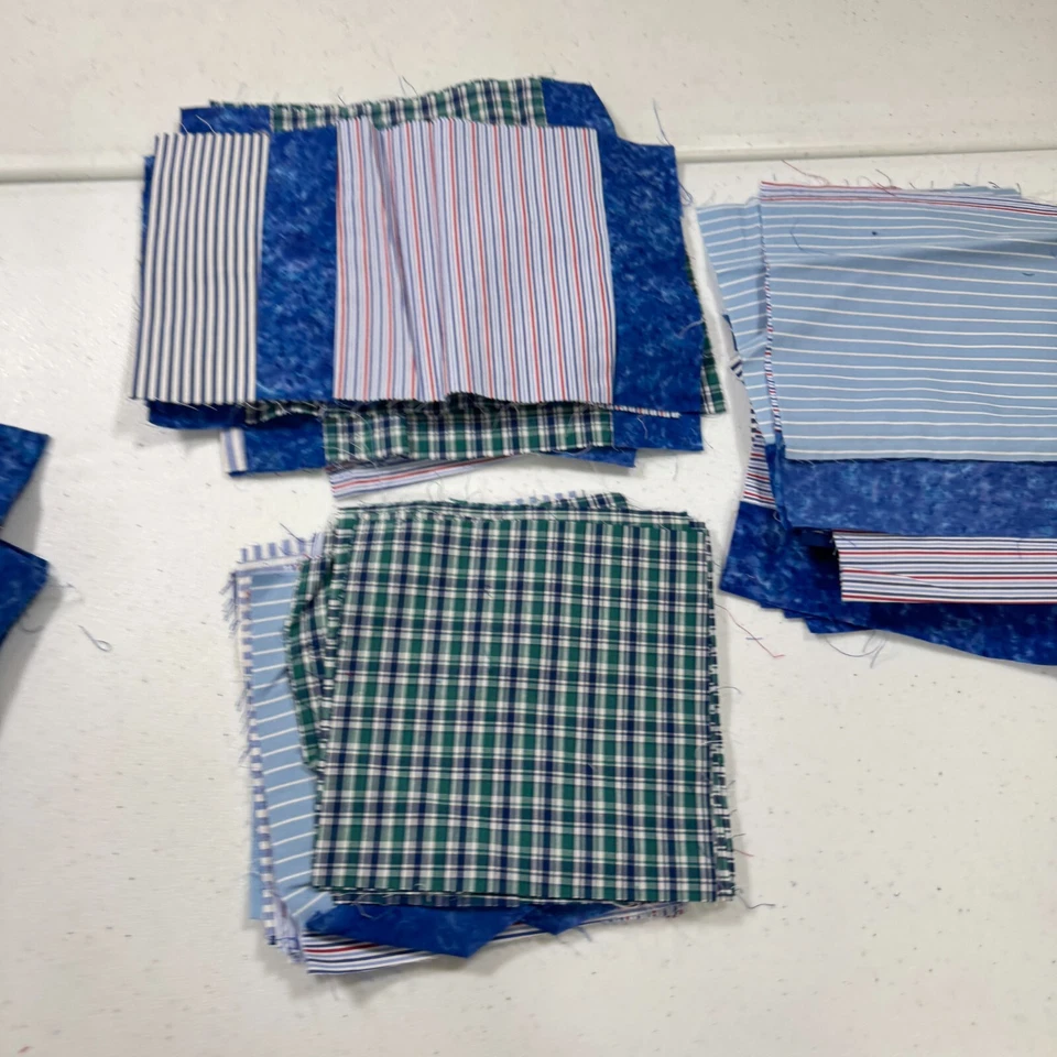 vintage fabric quilting pre cut square purple green plaid  cotton 10 oz - Image 4 of 4