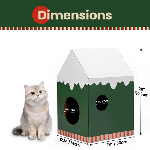 Cardboard Cat House with Scratch Pad & Catnip Cat Play Scratching House for I... - Picture 5 of 9