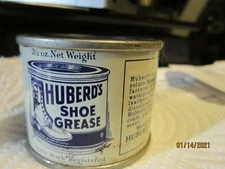 HUBERS'S SHOE GREASE Oregon vintage can half full 3 1/2  oz