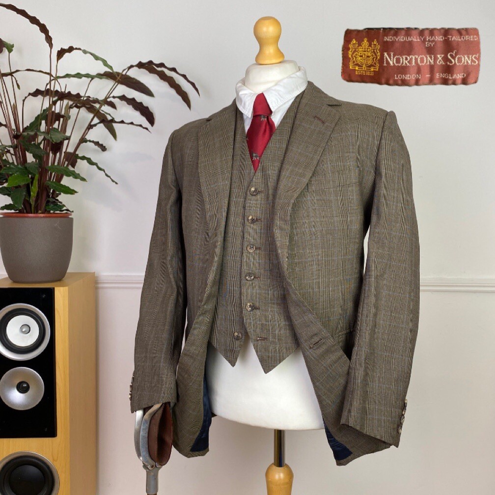 FILA NORTON & SONS of SAVILE ROW Giacca sportiva su misura POW TWEED + tuta gilet (40)