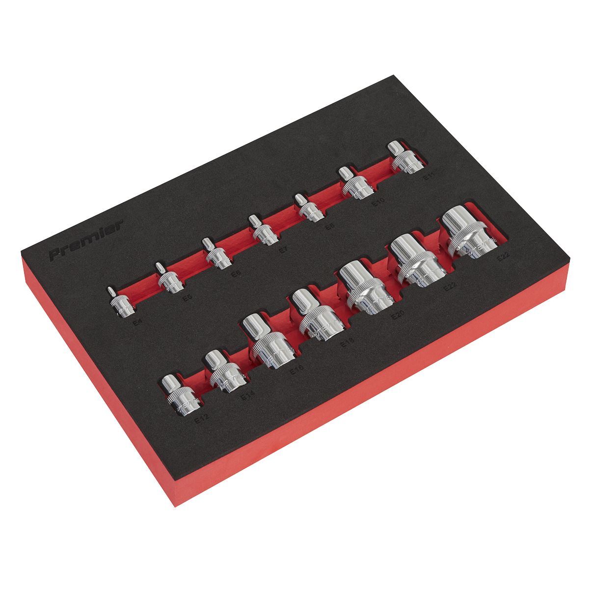Sealey TRX-Star* Socket Set 14pc 1/4"", 3/8"" & 1/2""Sq Drive E4-E24 AK61807