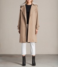 Allsaints Lou Mac 3 In 1 Sherpa Collar Trench Coat Belted Size S Small