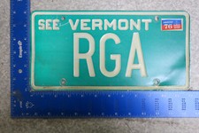 Vermont Vanity License Plate Tag VT 1976 76 Initials RGA R G A