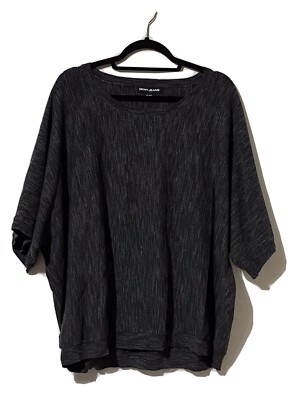 DKNY Jeans Black Space Dye 3/4 Sleeve Relaxed Sweater Size XXL