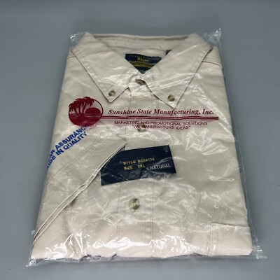 NWT Blue Generation Men's sz 2XL Khaki Button Up Work Shirt FPL Embroidered