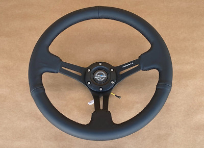 NRG ST-018R Steering Wheel 18 Black Leather 2 inch Deep Dish 350mm (NEW)