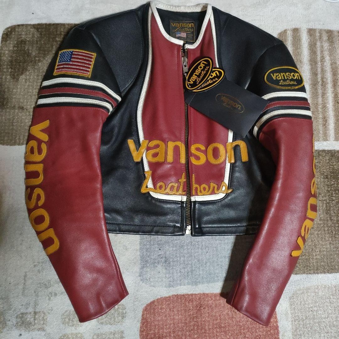 Vanson One Star Leather Jacket No Patches Rare Black/Red Size 38