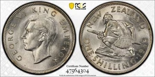 New Zealand, 1943 George VI Shilling. PCGS MS 63. 900,000 Mintage.