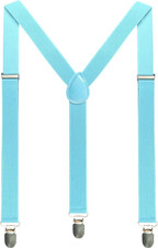 Solid Color Mens Suspender with 3 Strong Clips Adjustable Braces