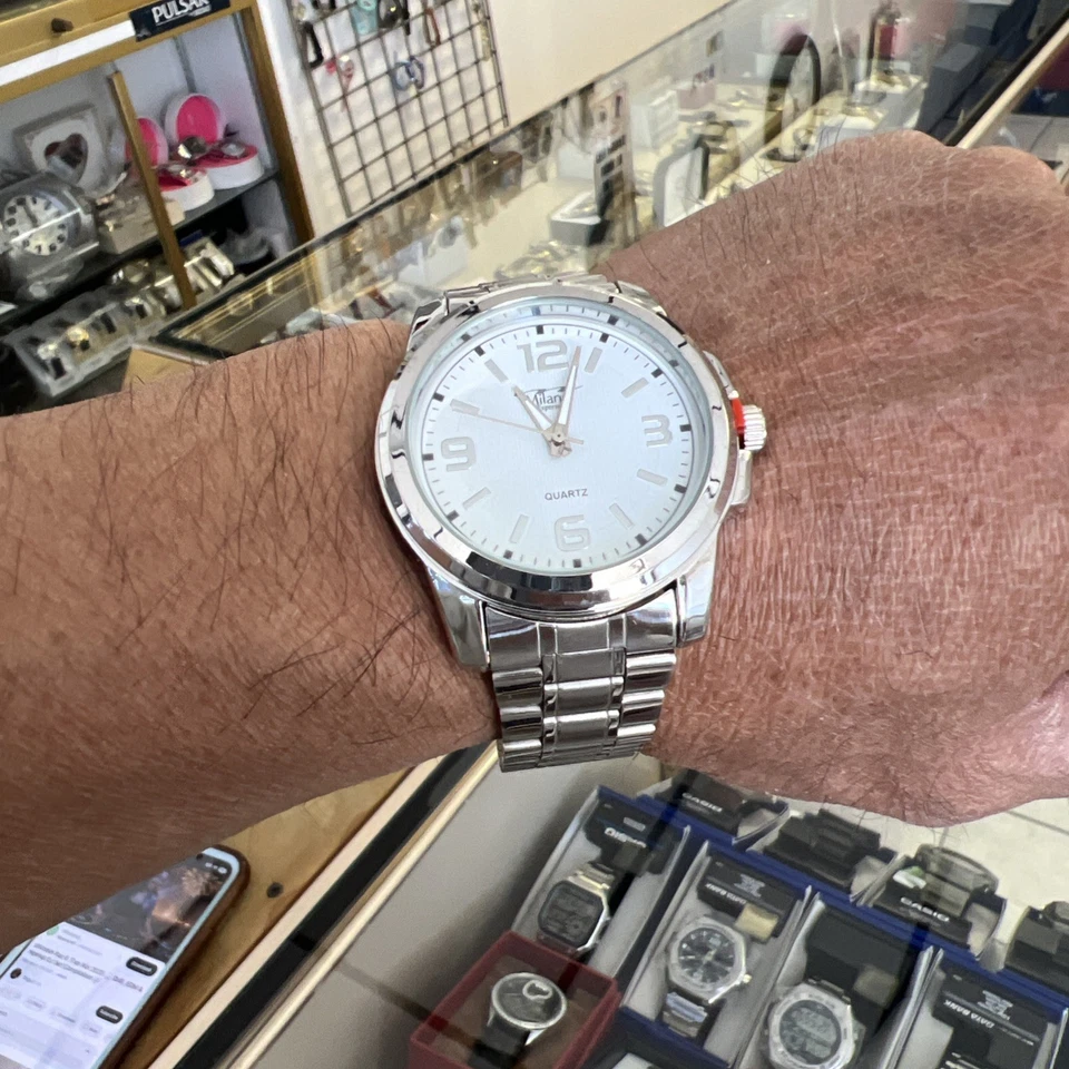 Reloj para hombre Milano Expressions cuarto plateado🔥horas esfera blanca (ligero 🙏) Foto 2 de 4