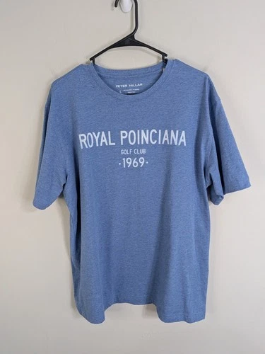 Peter Millar T-shirt Men's Large Blue Short Sleeve Stretch Cotton Blend