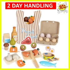 Wooden Play Food Sets for Kids Kitchen, Food Toys for Toddlers 3 Old, Prete...