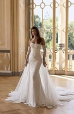 Mermaid Wedding Dresses Applique Zipper Back Bridal Gown with Detachable Train