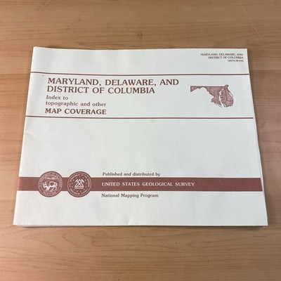 Vintage MD, DE, DC Index To Topographic Other Map Coverage by USGS 38076-MI-99X