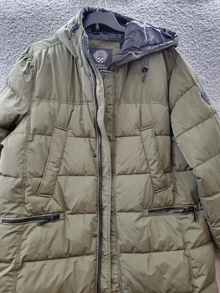 Chaqueta acolchada acolchada Vince Camuto para hombre XL oliva cremallera/cierre a presión Foto 3 de 4