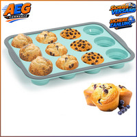 Muffin Backform Silikon Mit Metallrahmen Bpa-Frei 12Er Muffinform Muffinblech