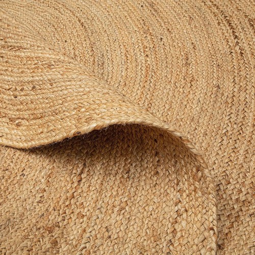 Hand Woven Jute Braided Rug, 3’ Round – Natural, Reversible Boho Entry Area R... - Bild 7 von 7