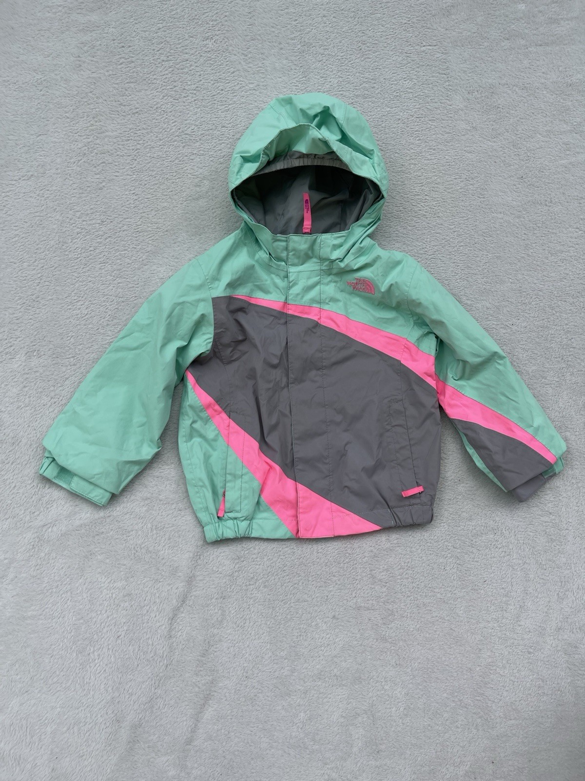 Hyvent Kids Toddler 3t Mint Gray Pink Jacket Waterproof