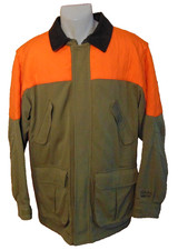 CABELAS GORTEX MENS ORANGE OLIVE GREEN HUNTING JACKET RAIN/WIND PROTECT~L