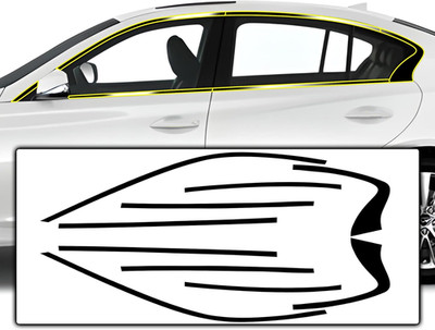 Gloss Black For 14-24 Infiniti Q50 Chrome Delete Side Window Vinyl Trim Blackout