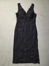 Jump Apparel Dress Women Sz 1/2 Black Sequin Lace Scalloped Sleeveless Party Fit