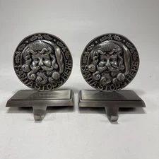Santa Stops Here Metal Christmas Stocking Holder Heavy Duty Lot of 2