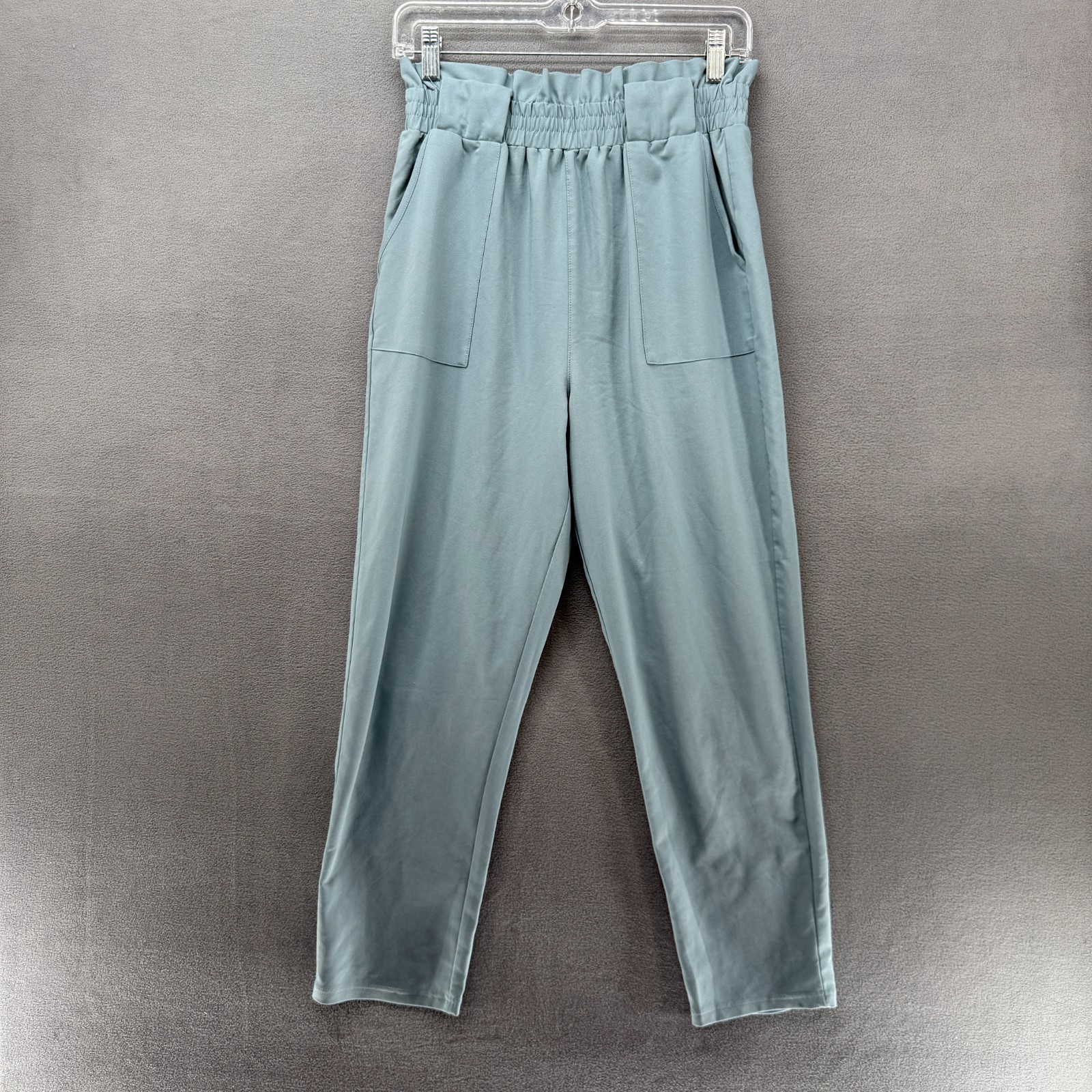 Grace Karin Pants Womens Medium Blue Cropped Paperbag Waist High Rise