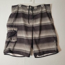 O'Neill Board Shorts Men's Gray Black Striped Shorts Size 36