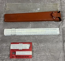Keuffel & Esser K&E 20-in Slide Rule~Cover~Leather Case~Manual  VTG RARE 68-1617