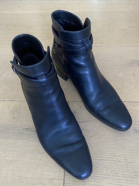 Saint Laurent Blake Jodhpur Ankle Boots Black Calf Leather Size 41 Aus 10
