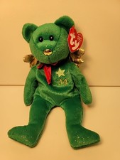 Ty Beanie Baby Gift Joy green - MWMT (Bear Angel 2004) Christmas Bear With Wings