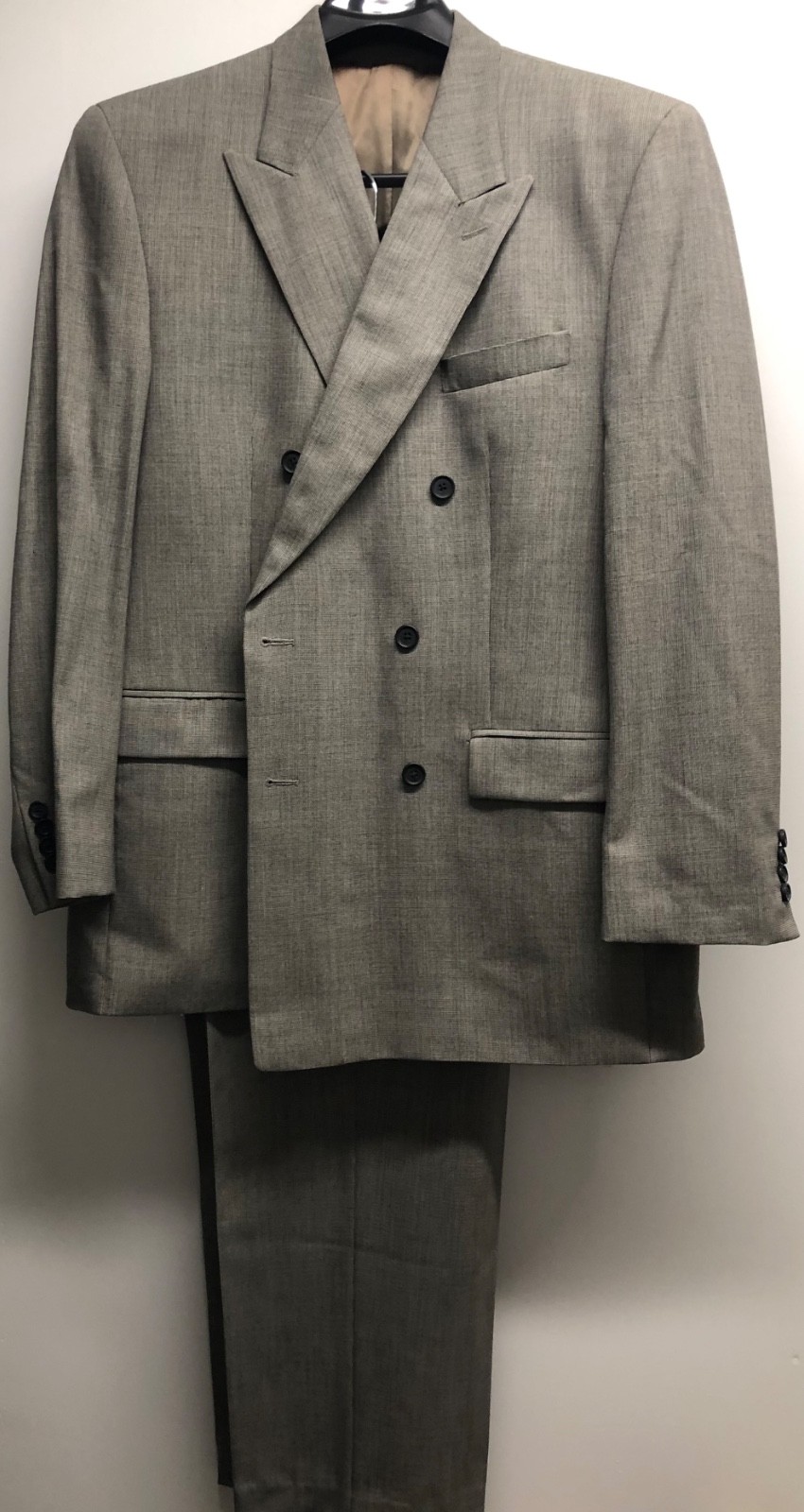 RALPH LAUREN CHAPS VNTG GRAY HOUNDSTOOTH MICRO PLAID WOOL CLOTH JACKET PANT SUIT image 4