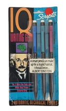 Scripto 3 Automatic Mechanical Pencils .07 mm IQ Writing Gear Albert Einstein