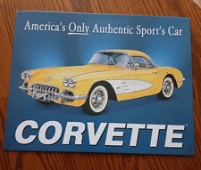1958 Corvette Metal  Display Sign , AMERICA'S ONLY  AUTHENTIC SPORTTS CAR