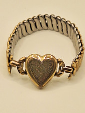 WWII Vintage PACER 10K Gold Filled Puffy Heart Expansion Sweetheart Bracelet