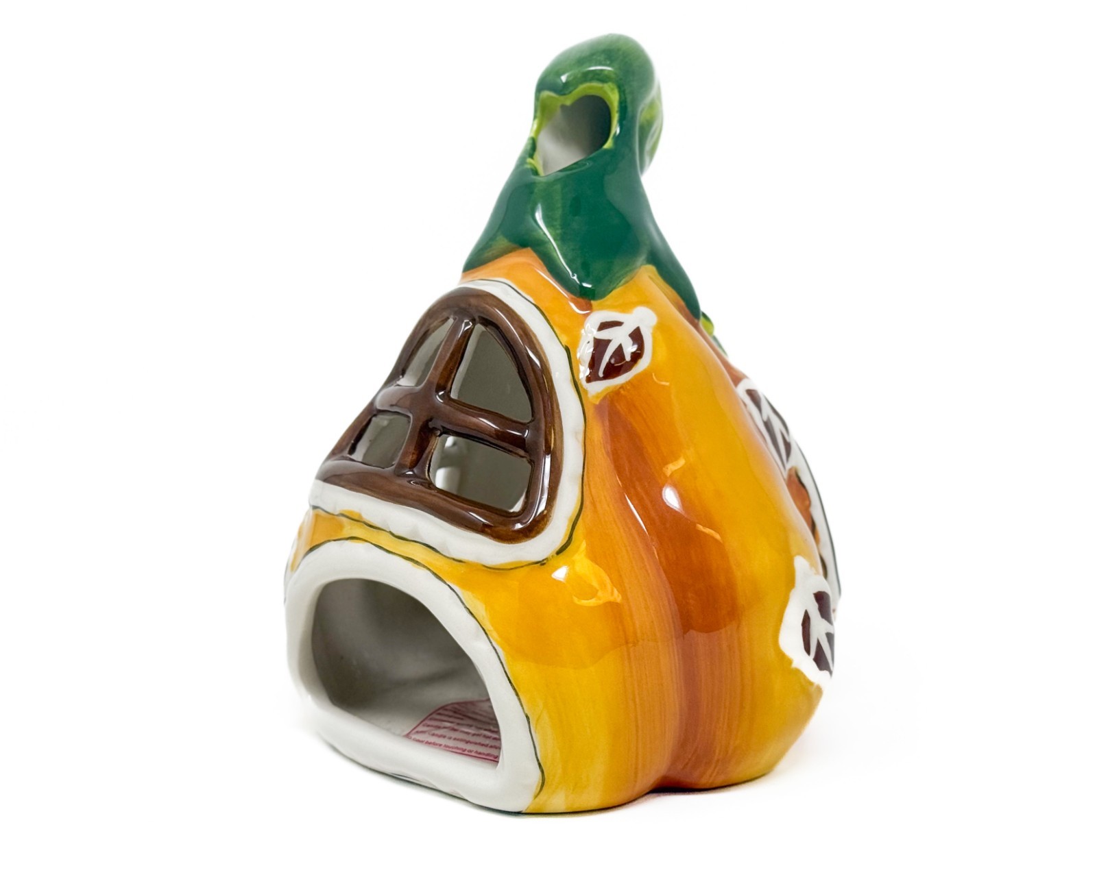 Blue Sky Clayworks Pumpkin Pie Cottage Tealight House Cat Figurine Fall Decor