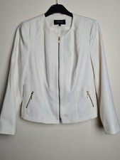 Peacocks Women's Cream Zip-up Blazer Jacket Size 12 Pre-owned Good Condition