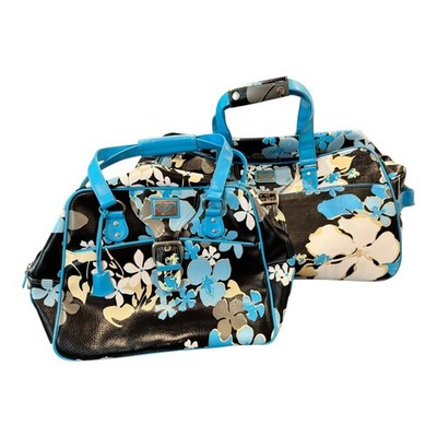 Roxy Vintage Women's Rolling Duffle Bag & Hand Bag Combo Blue Floral Hibiscus