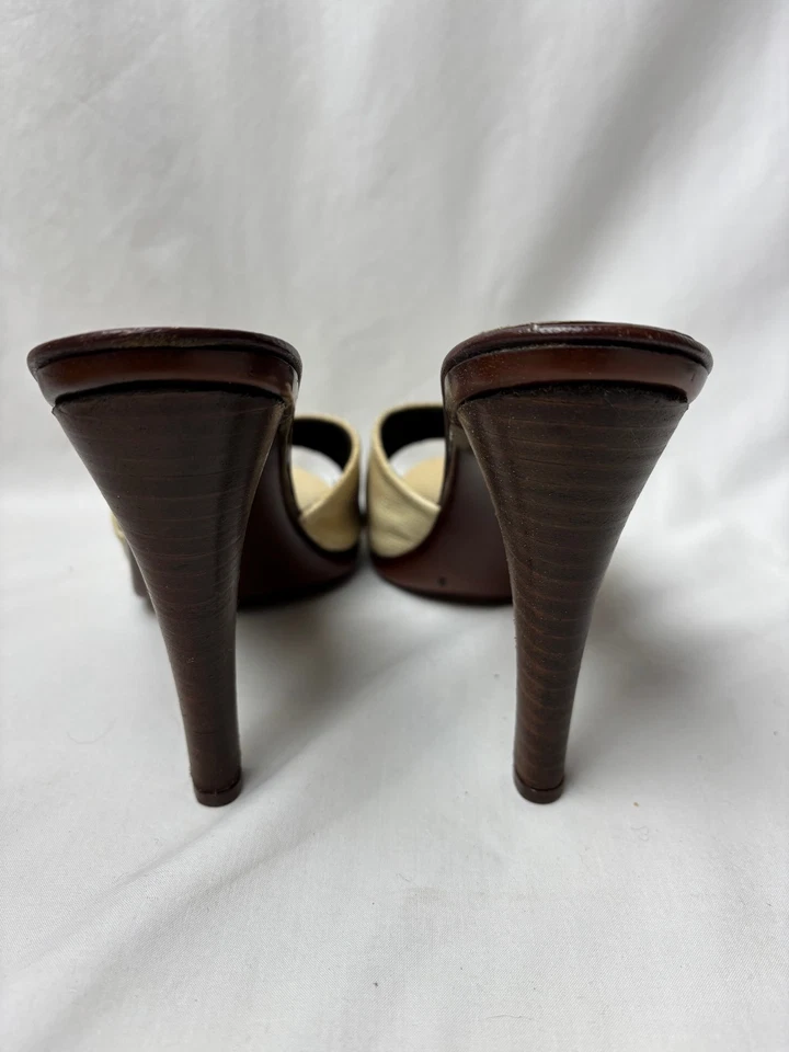 Vintage ~ ANDREW GELLER - heeled mules w/snakeskin patterned strap ~ sz 9M Women - Image 2 of 4