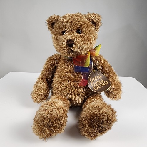 GUND Bearessence Brown Teddy Bear with Rainbow Bow 16” Plush Stuffed ...