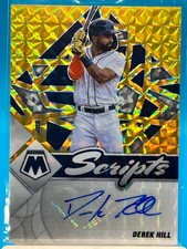 Derek Hill 2022 Panini Mosaic  Scripts Detroit Tigers Gold Prizm (AU)  #SC-DH