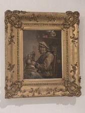 Niederländische Tavernenszene aus dem 19. Jahrhundert nach David Teniers II – Grand Giltwood Frame 16 x 14 Zoll