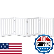 LZRS Wooden Free Standing Dog Gate 80" W x 24" H, White