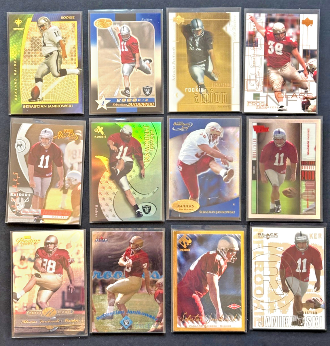 2000 Sebastian Janikowski Rookie Football Card Lot — front