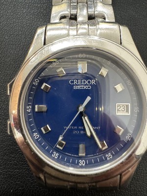 SEIKO Credor Pacific 8J82 6A00 Quartz Watch Blue Dial 20ATM