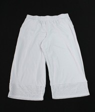 Cuddl Duds Women's Flexwear Eyelet Cropped Straight Leg Pant EH6 White Large