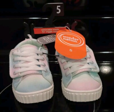 Wonder Nation Baby Girls Rainbow Alternative Closure Sneaker Shoes size 