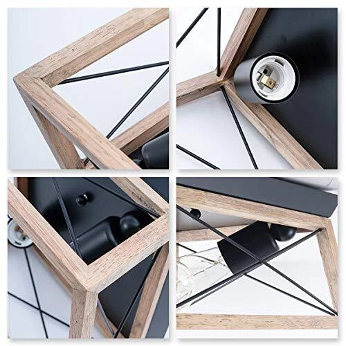 Retro Industrial Rectangle Flush Mount Ceiling Light Fixture With