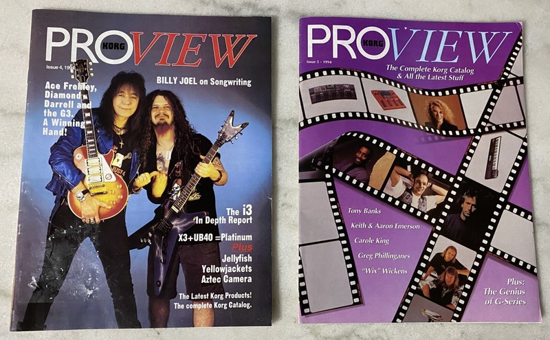 2-LOT KORG ProView Magazine Issues 4 & 5 1994 - Ace Frehley, Keith Emerson