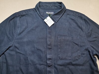BARBOUR Lanwell Baumwoll-Overshirt Herren Größe M neu mit Etikett blau Punktkragen lässige Tasche